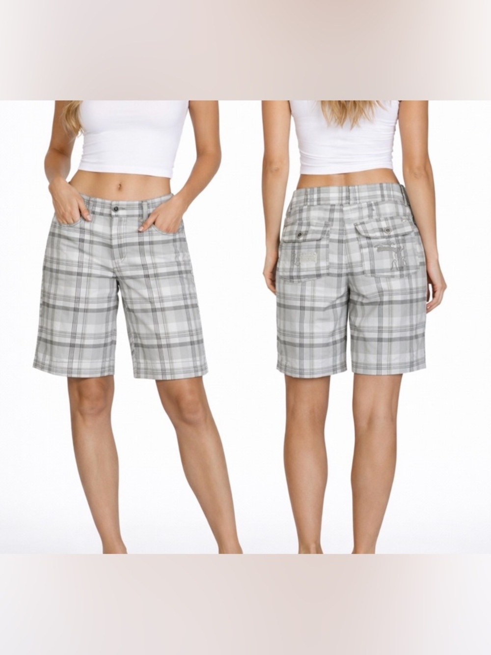 Abercrombie & Fitch Greyscale Windowpane 4 pocket Y2K Short Women's Size 8
